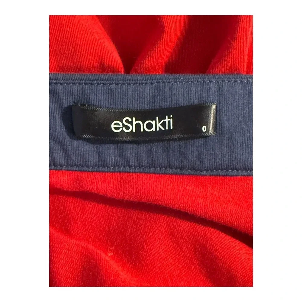 eShakti Red‎ Navy Nautical Button Strap A Line Dress Size 0